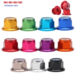 5Pcs M2 M3 M4 M5 Colourful Aluminum Alloy Flange Nut Nylon Insert Flanged Lock Nut