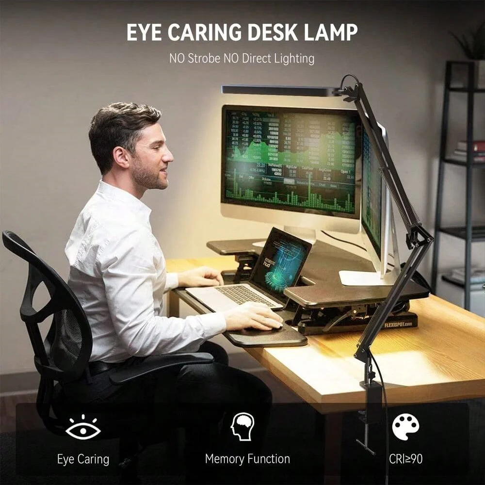 LED Desk Lamp For Home,Reading,Study,Adjustable Eye-Caring Desk Light with Clamp, 3 Color Modes,10 Brightness Table Light Office - view 6