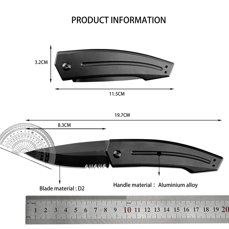 KS7200 Carry Small Knife Outdoor D2 Blade Aluminum Alloy Handle Hunting Camping EDC Rescue Fishing Folding Knife