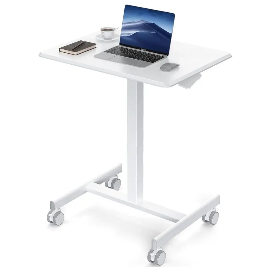 

Small Standing Desk Mobile Portable Rolling Laptop PC Table on Wheels Adjustable Height Computer Workstation for Ho Customizable