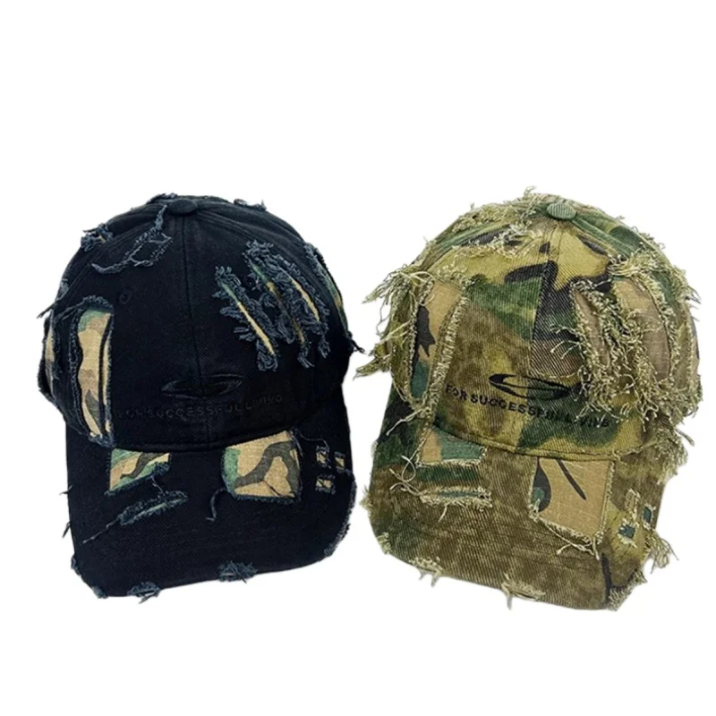 

European American Outdoor Baseball Cap Y2k Retro Embroidered Cotton Camouflage Duckbill Cap Unisex Street Trendy Cool Peaked Hat