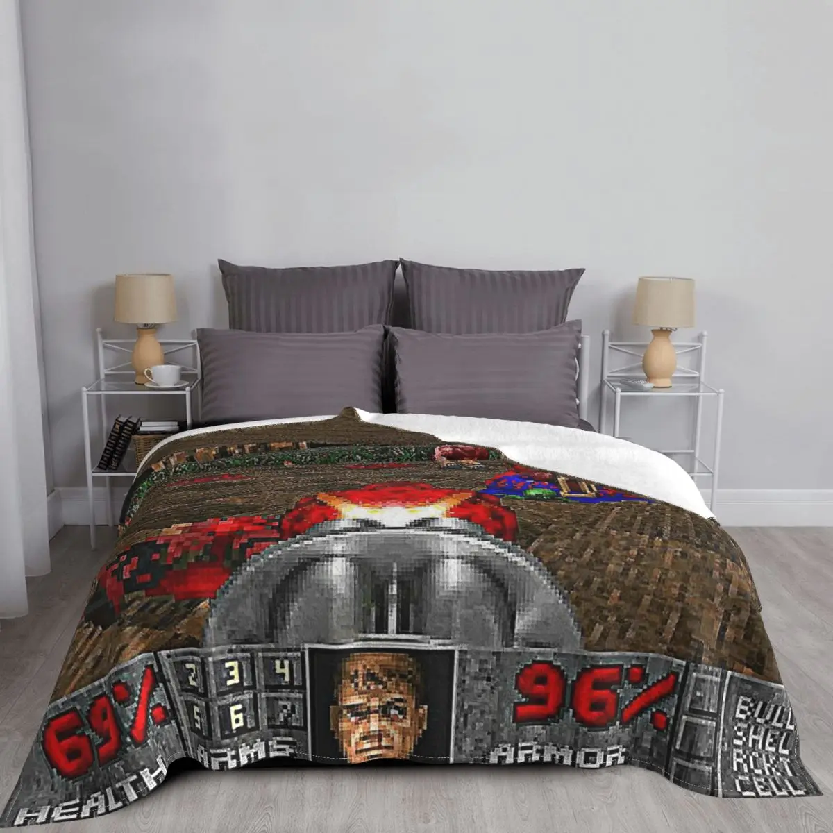 Game Blanket Flannel DOOM Cozy Soft FLeece Bedspread