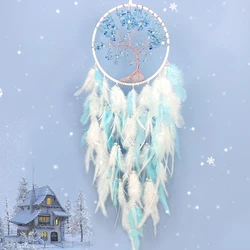 Dream Catcher Handmade White Feather Wind Chimes Crystal Tree Of Life Hanging Ornaments Bedroom Decorations Festival Party Gifts