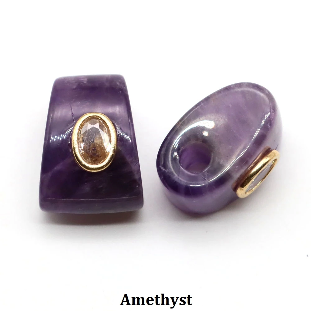 Axtförmige Naturstein-Kristallperlen mit Großem Loch, Eingelegter Zirkon, Lose Abstandsperlen für DIY-Armband- und Halsketten-Schmuckherstellung – Detail 7
