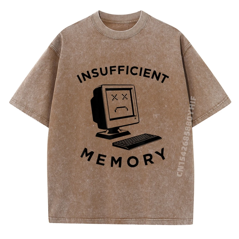 

Mens Printed Tshirt Insufficient Memory Computer Old Desktop Graphic Tees Mens Vintage Washed T Shirts