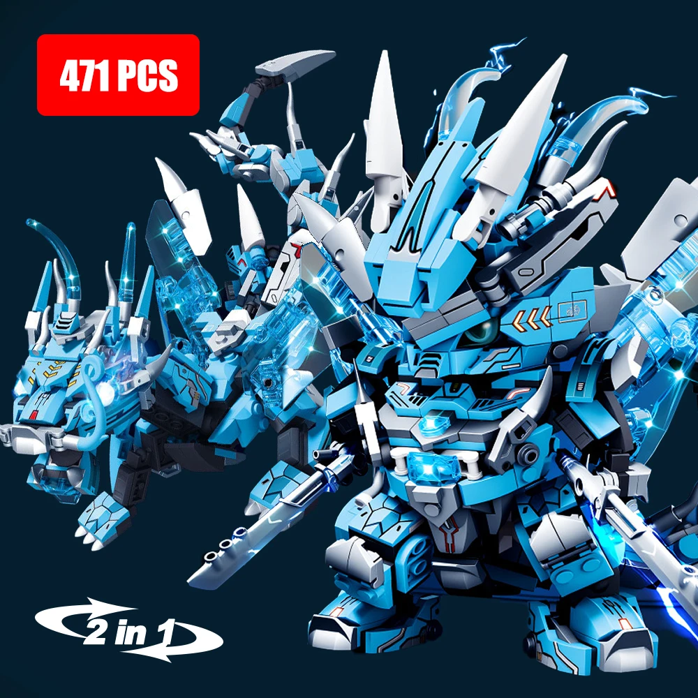 

2in1 Ninja Movie Blue Warrior Mini Robot Battle Mecha Flying Water Dragon Set Fighter Building Block Toys for Boy Christmas Gift