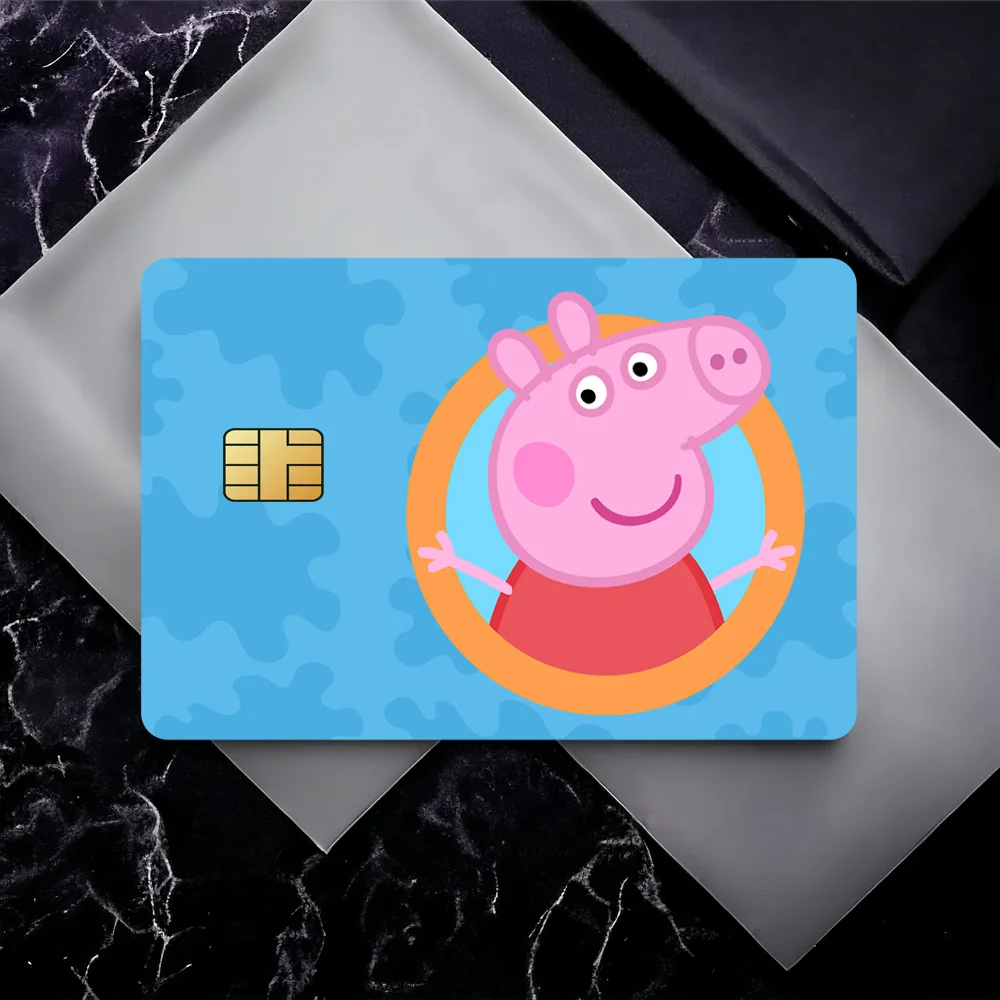 C-Cartoon Animation P-Peppas Pig Decorative Small Waterproof Chip 4PCS Card Sticker New Anti-Scratch