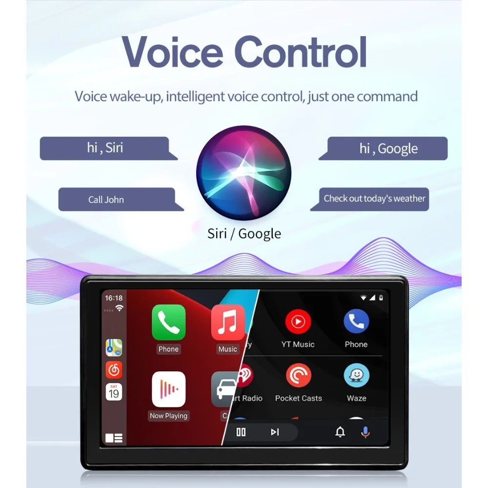 7-inch Bluetooth 5.0 Car Smart Screen For Carplay Android Voice Control Navigation Mirror Link Screen Projection Screen