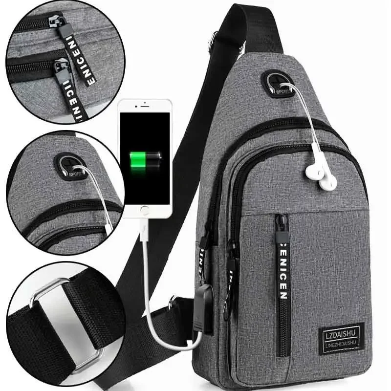 

Men's Bag Solid Color Men's Chest Bag Outdoor Casual Fashionable Small Satchel Canvas Handbag Zipper Messenger Fashion Bags