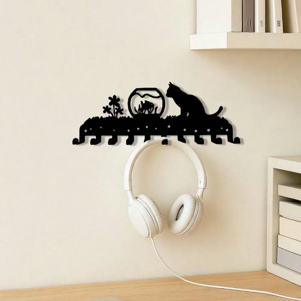 ที่แขวนกุญแจติดผนังรูปแมวน่ารักสุดพรีเมียม พร้อมตะขอ 5 ตัว แข็งแรง ทนทาน ใช้จัดระเบียบของใช้ทางเข้าบ้าน เช่น กุญแจ หมวก ผ้าขนหนู