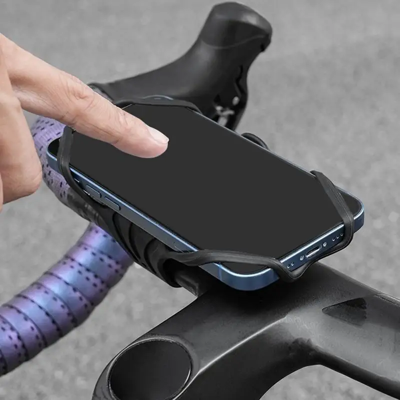 Silicone Handlebar Phone Holder Bicycles Silicone Cell Phone Holder Motorcycle Phone Mount Cellphone Silicone Clamp Adjustable C