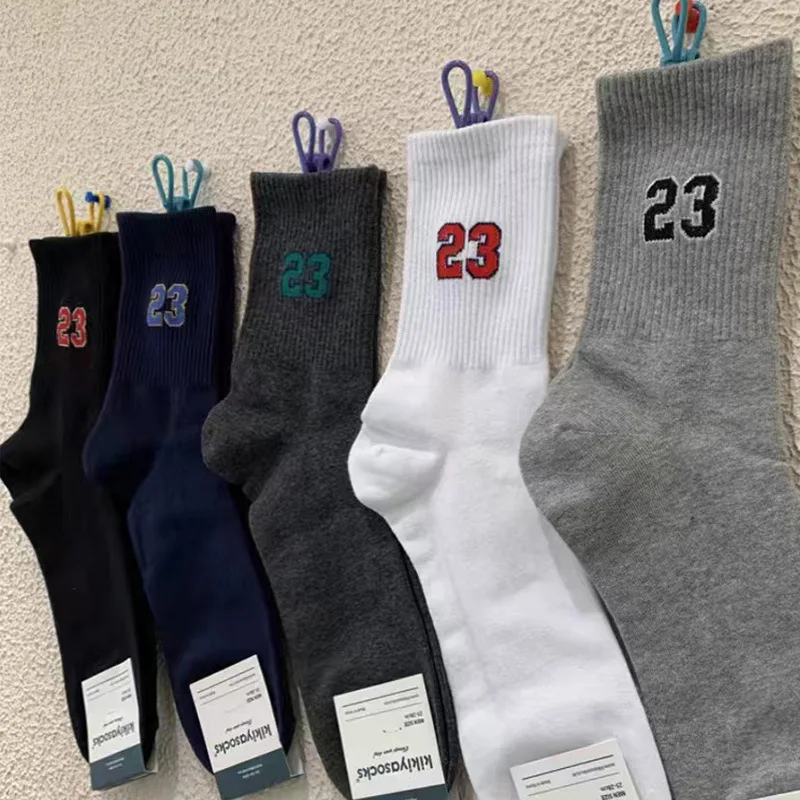 New Men\'s Mid-Calf Socks, Classic, Number 23 Design, Comfortable, Moisture-Wicking, Sport Style Boys Breathable Christmas Gift