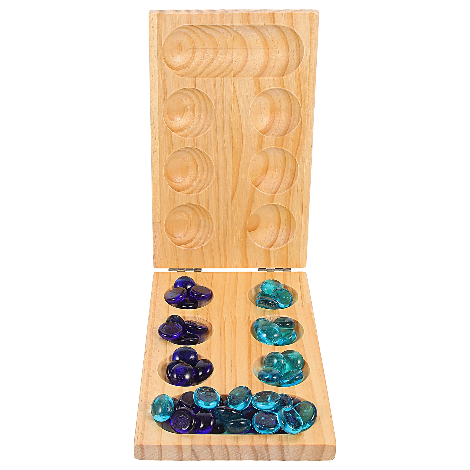 

Foldable Gem Chess Mancala Board Game Kids Adults Wood Material Practical Easy Storage Lightweight Smooth Fun Family