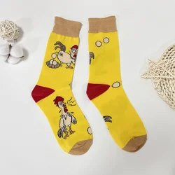 1 Pair Egg Laying Chicken Printed Novelty Personalized Men's Mid-Calf Socks Suit In All Seasons