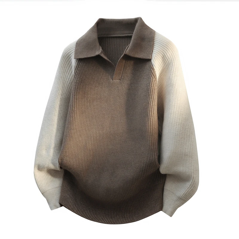 

Модный пуловер с цветными блоками, кардиган, мужская классическая рабочая одежда, стильный воротник с длинным рукавом, полосатый дизайн, униформа, свитер для мужчин