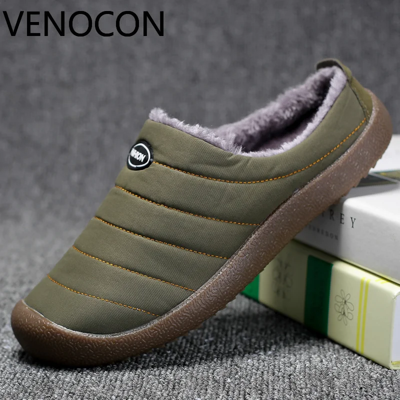 VENOCON Barefoot Wide Toe Box Winter Thermal Fur Lining Home Indoor Mule Slippery Synthetic Upper Shoes For Men Man Woman