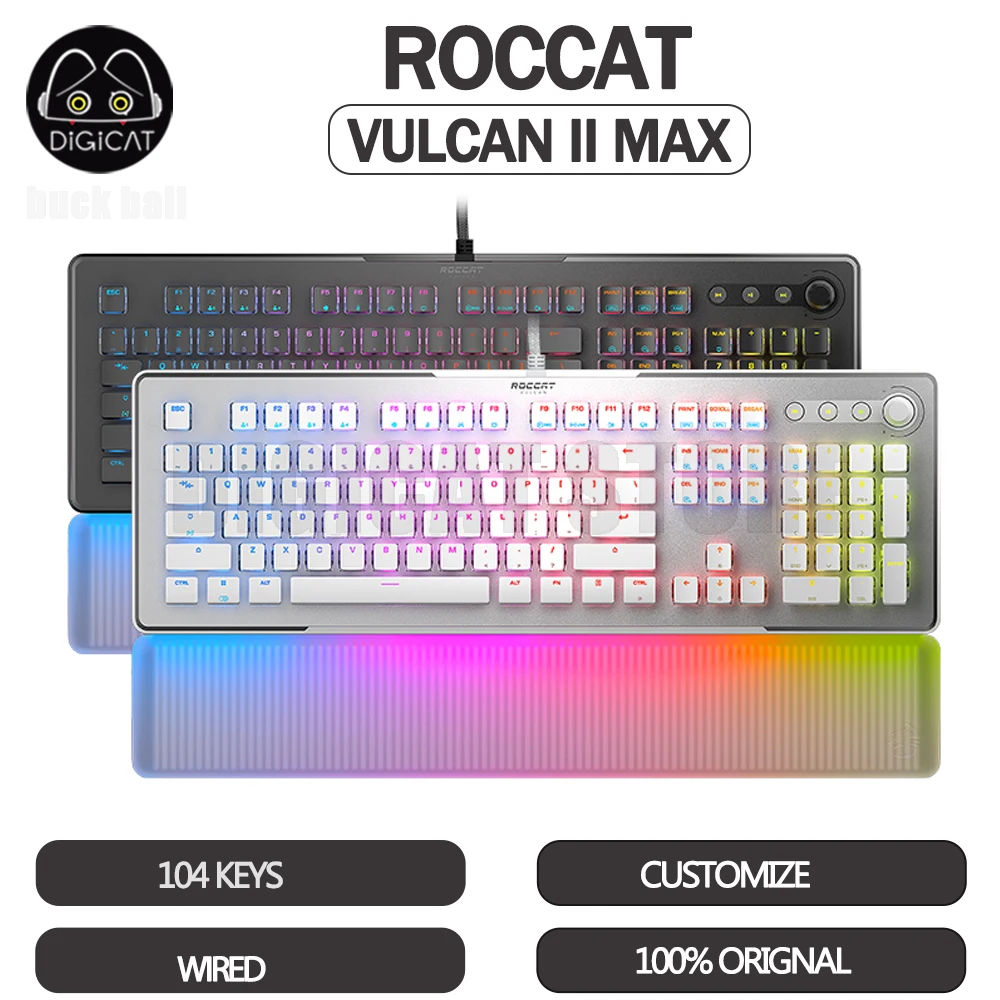 

Механическая клавиатура ROCCAT II MAX, игровая клавиатура для киберспорта с RGB-подсветкой, проводная клавиатура с 104 клавишами, пользовательские клавиши, игровые клавиши, подарки