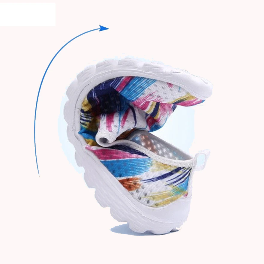 Summer Women Mesh Flat Shoes Comfort Walk Female Slip-on Footwear Black Cat Pattern Breathable Lady Beach Flats