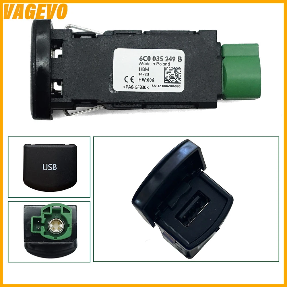 VW Polo Derby Vento-IND Media interruptor USB adaptador AMI enchufe MIB2 MDI Audio de coche actualización 6C0035249B accesorios de coche