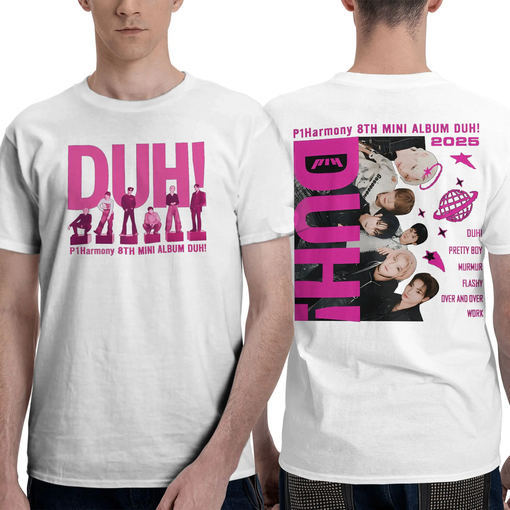 

P1Harmony 2025 DUH Men T Shirts Amazing Tee Shirt Short Sleeve Round Neck T-Shirt 100% Cotton Gift Idea Tops