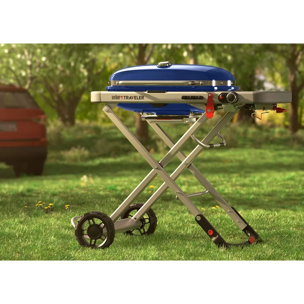 Traveler Portable Gas Grill, Blue