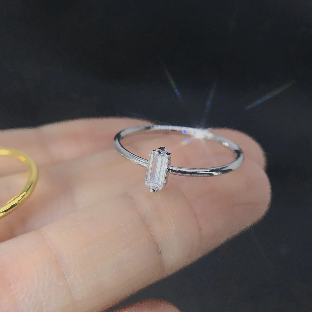 Fashion Designer Geometric Zirconia Rings for Women Thin Minimalist Dating Marriage Tennis Gold Color Ring Trendy Jewelry KAR185