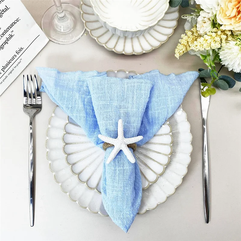 ABLA-Starfish Napkin Rings Set Of 12 Sea Star Napkin Rings Bulk For Beach Dinning Table Decoration,Napkin Ring