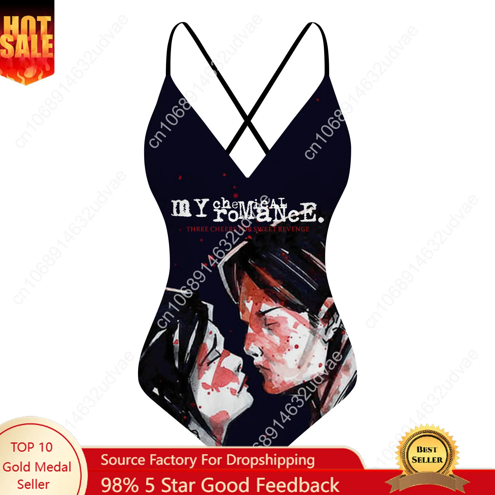 

My Romance Chemical V-neck Halter Back Swimsuit Womens Bathing Suits Personalized Bikini Swimwear Custom Made Beachwear