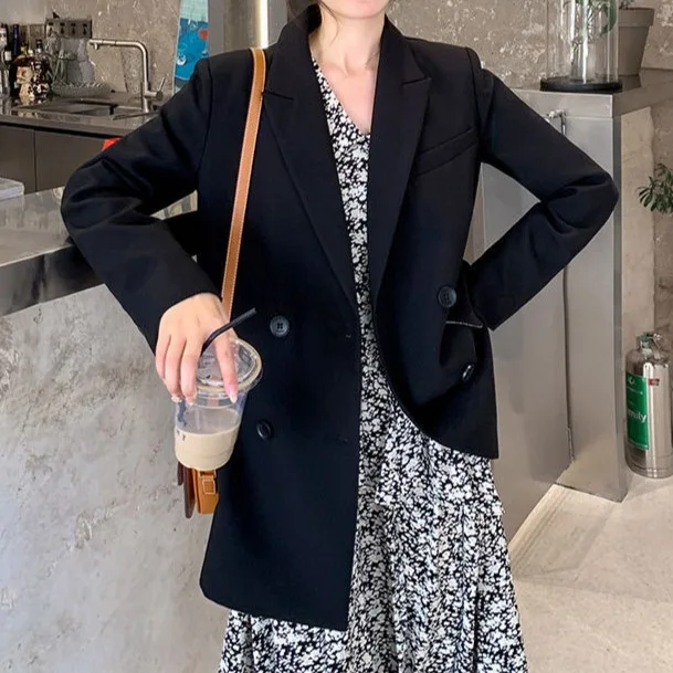 2025年春秋新作 レディース スーツジャケット ゆったり カジュアル ダブルブレスト