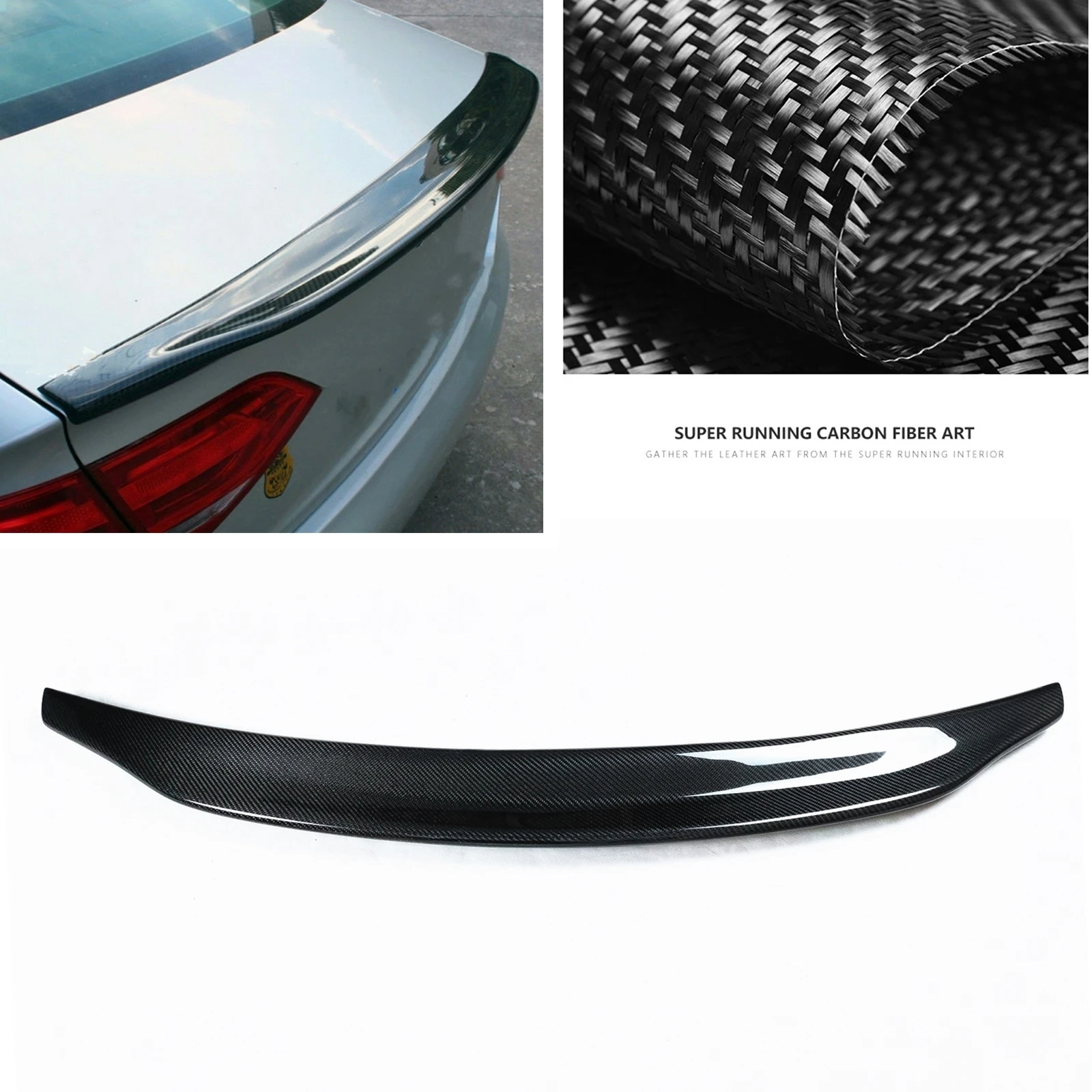 

Rear Trunk Lid Spoiler Wing Lip For Audi A4 B8.5 Sedan A4 Quattro Sedan Sedan 4-Door 2013-2016 Real Carbon Fiber Tail Splitter