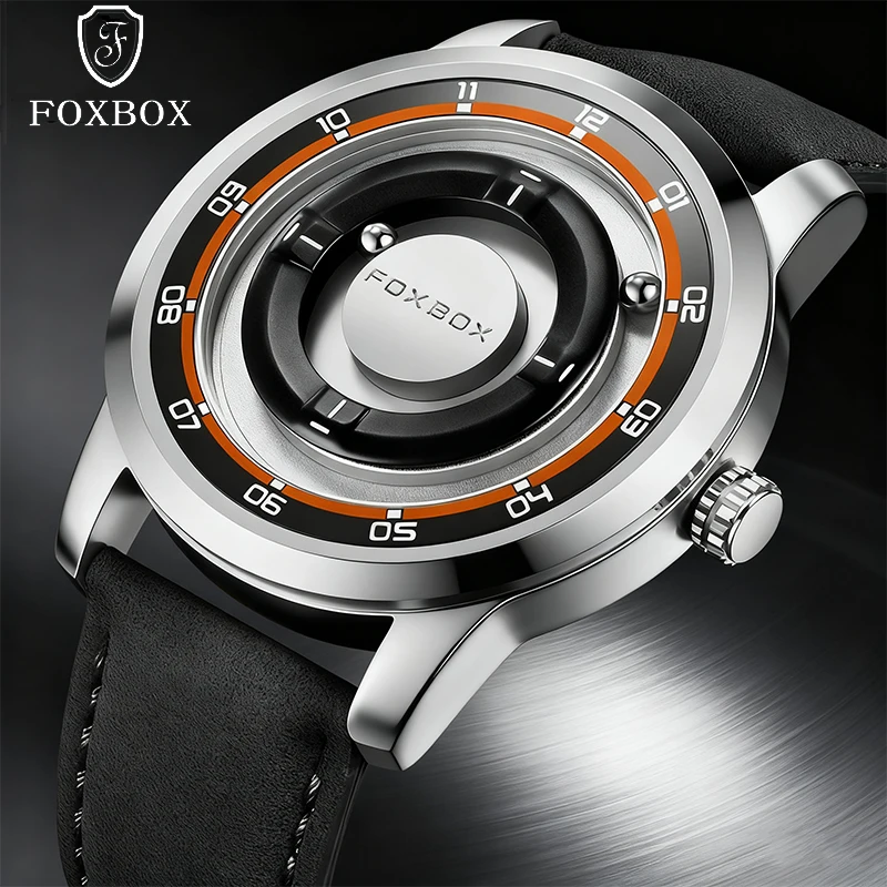 FOXBOX Men's Luxury Watches Planet Scrolling Beads Quartz Wristwatches Fashion Waterproof Magnetic Force Mens Watch reloj hombre