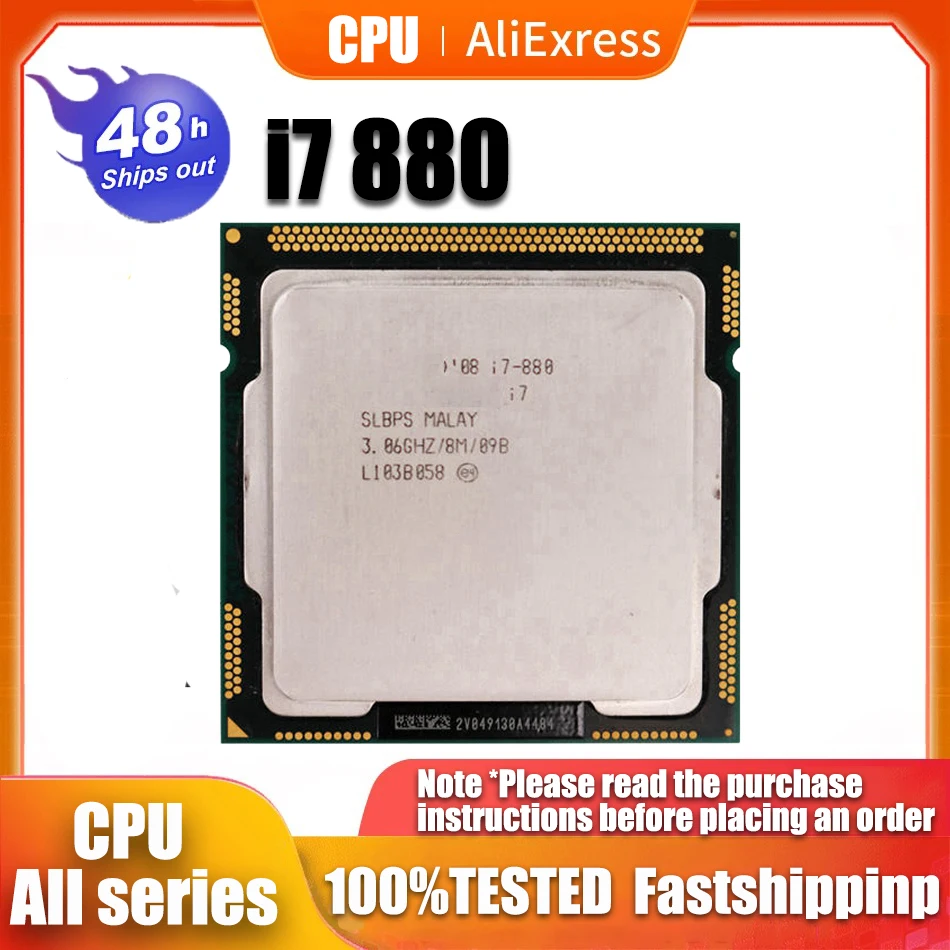 

Used Core i7 880 3.06 GHz Quad-Core L3 8M Processor Socket 1156 CPU SLBPS 95W