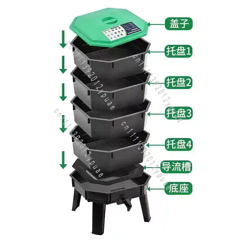 Stackable Multi-Tray Compost Bin Thickened Worm Breeding Box for Garden Courtyard Food Waste Treatment