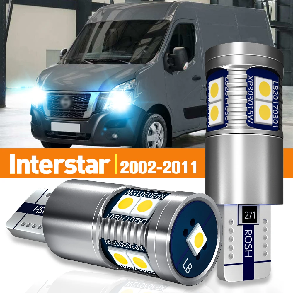 LED luz de afastamento de estacionamento para Nissan Interstar, acessórios, Canbus lâmpada, 2002, 2011, 2003, 2004, 2005, 2006, 2007, 2008, 2009, 2010, 2pcs