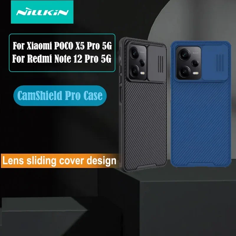 NILLKIN-Lens Slide Camera Protection Case For Xiaomi Poco X5 Pro 5G, Anti-skid Hard Cover for Redmi Note 12 Pro 5G, Anti-Scratch