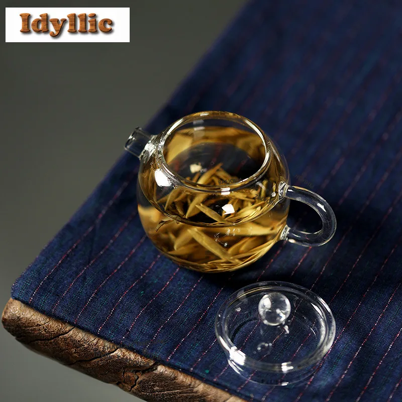 HOYIHM 100ml Rotating Beads Glass Teapot Zen Tea Infuser Pot Household Tea Brewing Kettle with Strainer Green Tea Tableware Gift