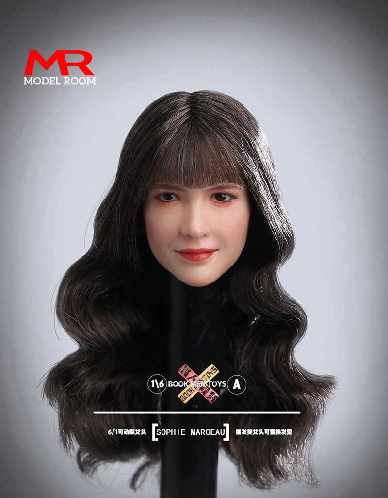 BOOK MEN TOYS BM01 1/6 Sophie Movable Eyes Head Sculpt with 4 Replaceable Hair Cover Fit 12'' Female Soldier Action Figure Body