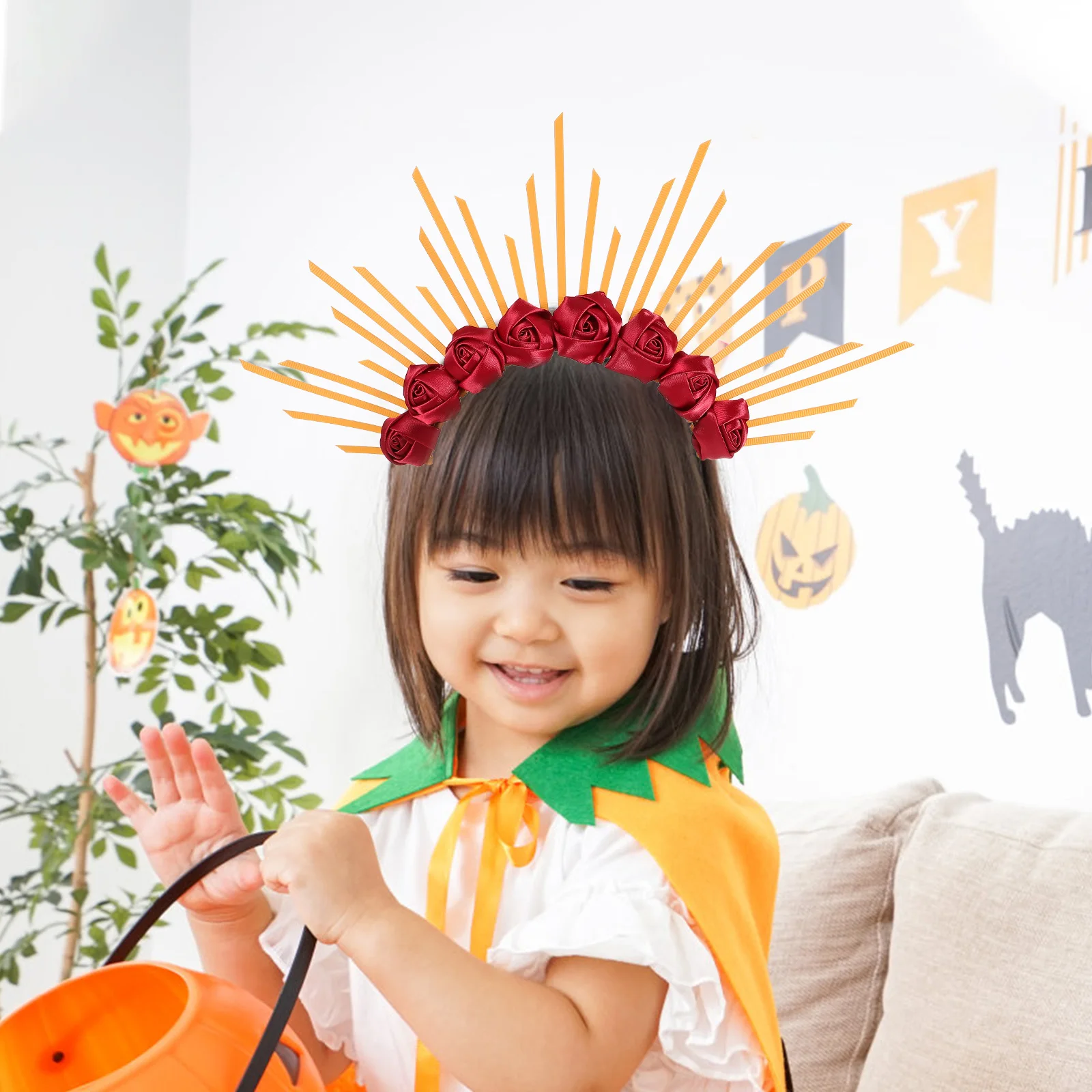

Headband Crown Sunburst Headwear Bridal Floral Headgear Flower Costume Women Headpiece Resin