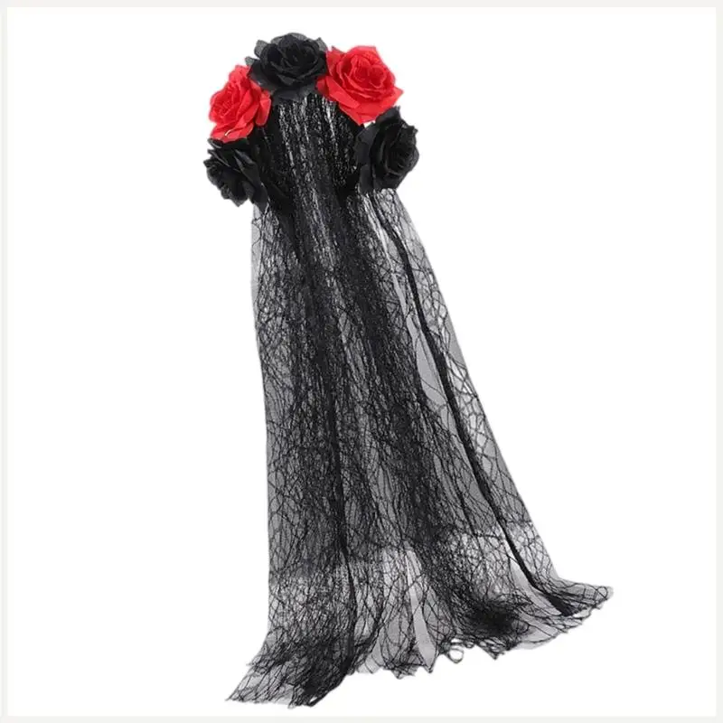Jour des fleurs Deads Florals Dia los Muerto Costume Halloween Flower Headpiece Rose Florals couronnes Veils pour femmes