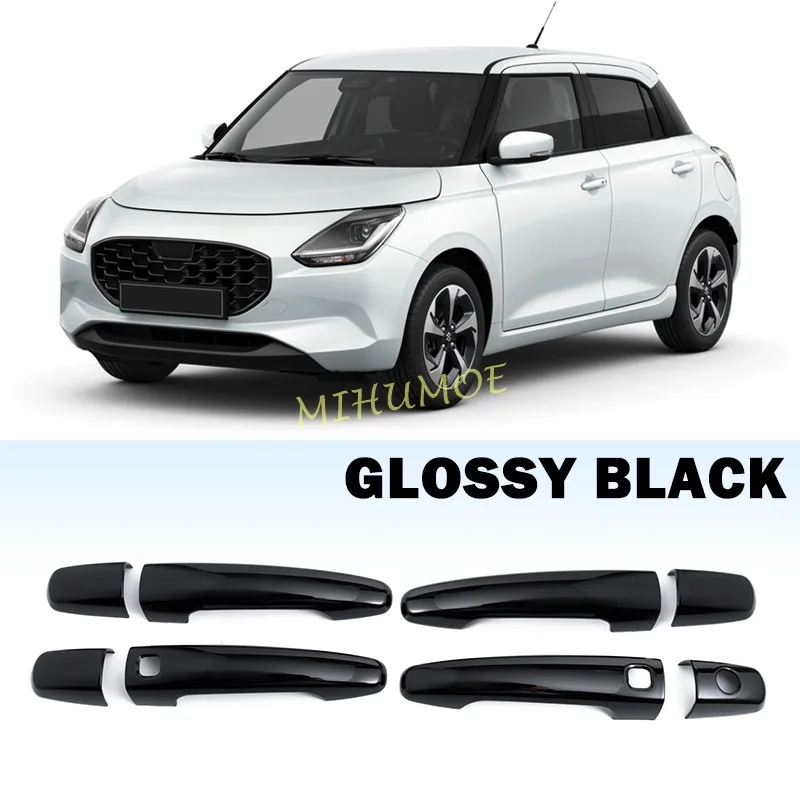 For 2024-2025 Suzuki Swift Glossy Black Door Handle Strip Cover Trim Accessories