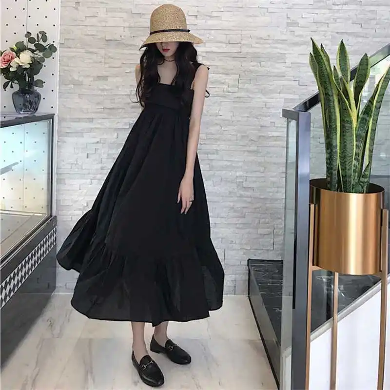 Women's Lazy Style Bow Patchwork Loose Y2K Long Dress Sleeveless Backless Solid Fashion Midi Dress Sexy High Street Clothing