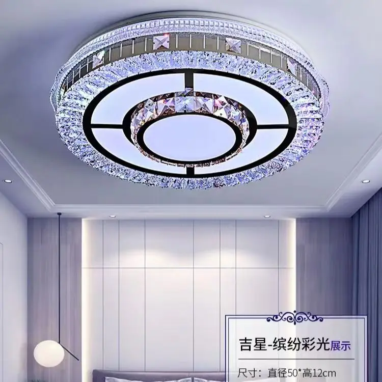 

Silver Crystal LED Chips Crystal Lamp Lighting Fixture LED Circle Light Diameter 500mm Pendant in Bedroom Living Room