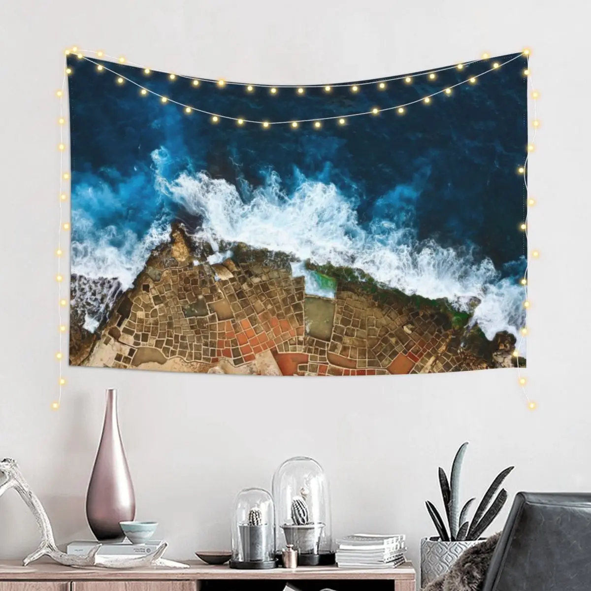 An aerial shot of the Salt Pans in Marsaskala Malta Tapestry Room Ornaments Room Decorations Tapestry