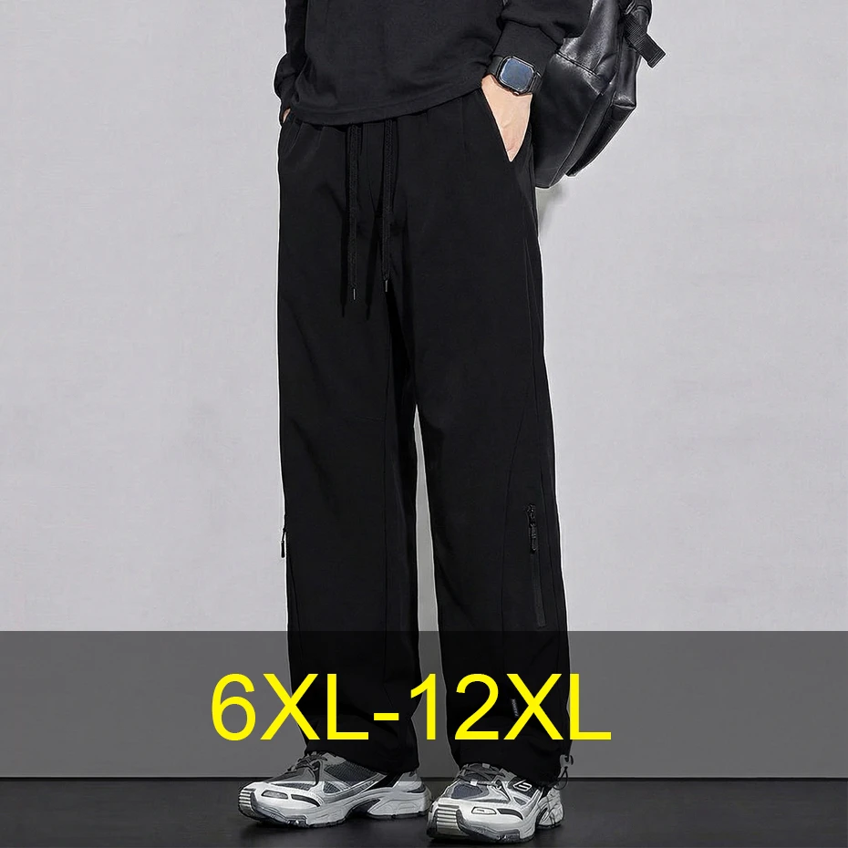 

Черные мужские брюки-карго больших размеров (10XL, 12XL) с эластичным поясом, модные повседневные спортивные штаны для мужчин, очень большие размеры