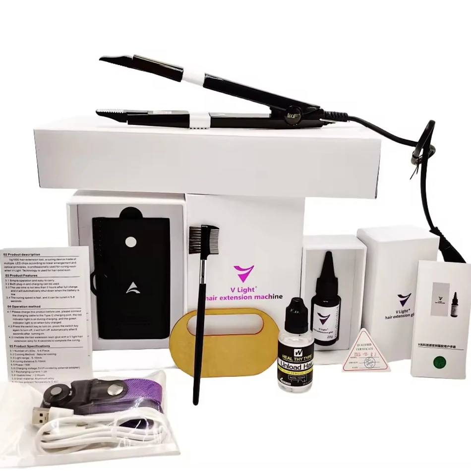 V-licht haarverlengingsmachineset Kit met V-lichtlijm Originele V Light Technology Tool Haarverlengingsmachine voor tapelijm