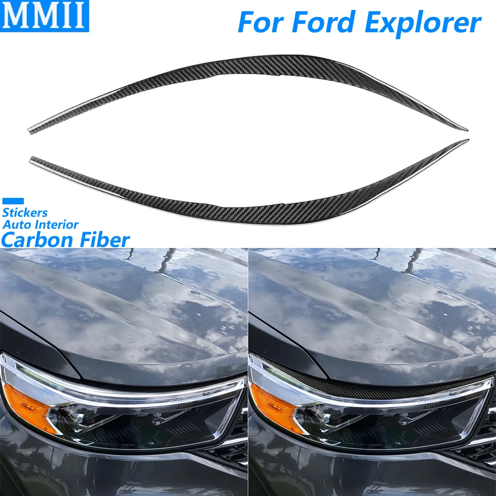 

Для Ford Explorer 2020 2021 2022 2023, передняя фара из углеродного волокна, панель для бровей, накладка, автомобильные аксессуары, декоративная наклейка