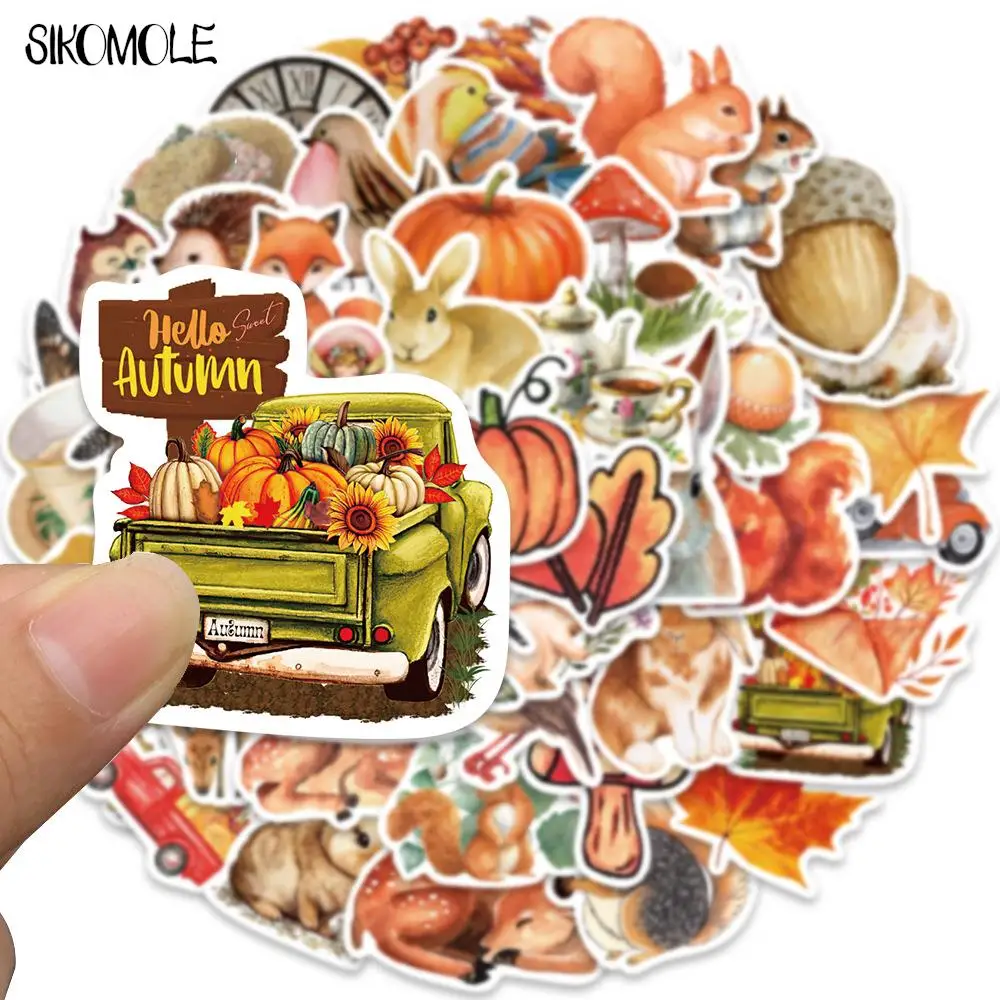 10/30/50PCS Cartoon Autumn Forest Sika Deer Rabbit Squirrel Stickers Kids DIY Skateboard Laptop Luggage Bike Cars Sticker Decals