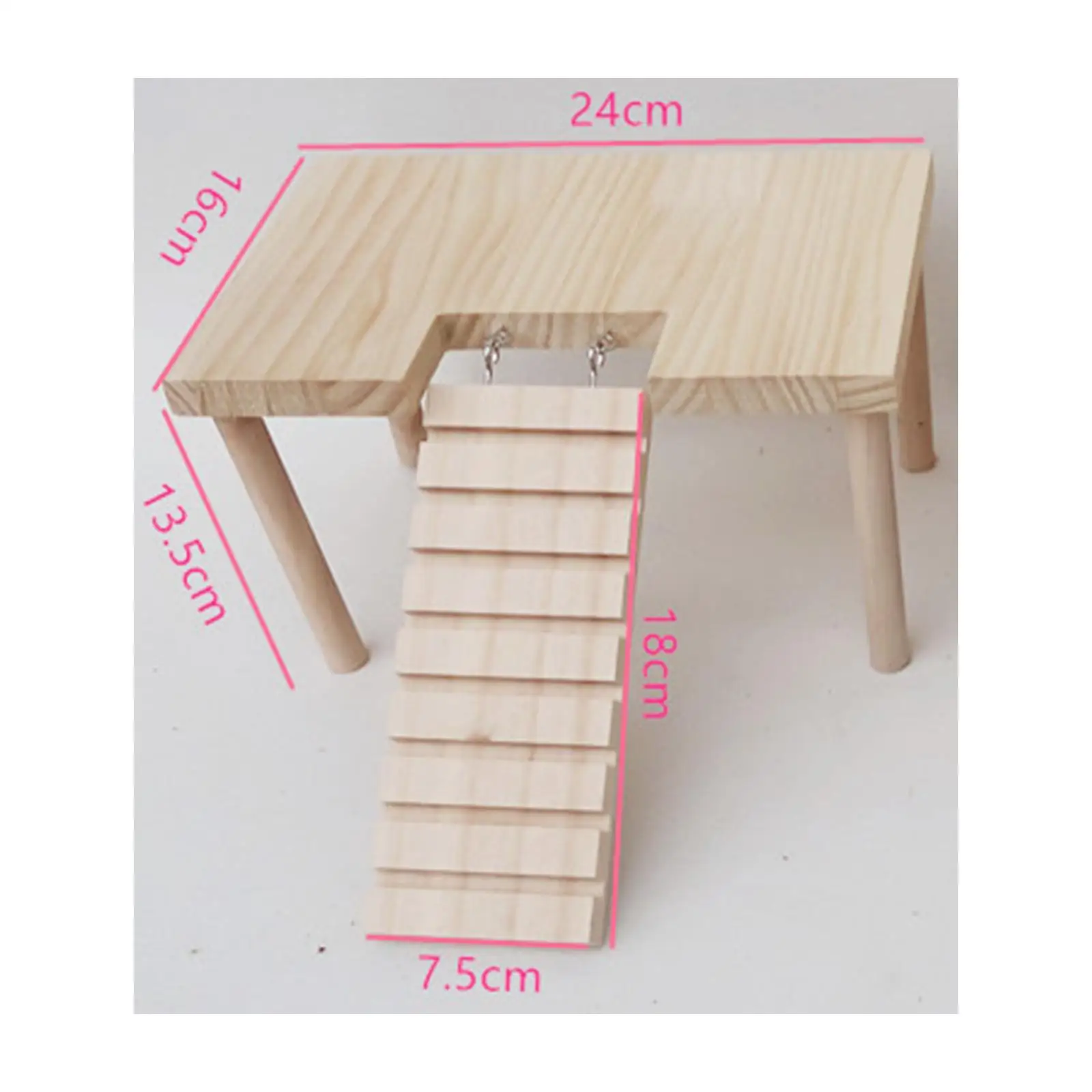 منصة خشبية مع سلم للحيوانات الأليفة الصغيرة ، مستقرة للهامستر ، الفئران ، الببغاء ، لوازم السنجاب