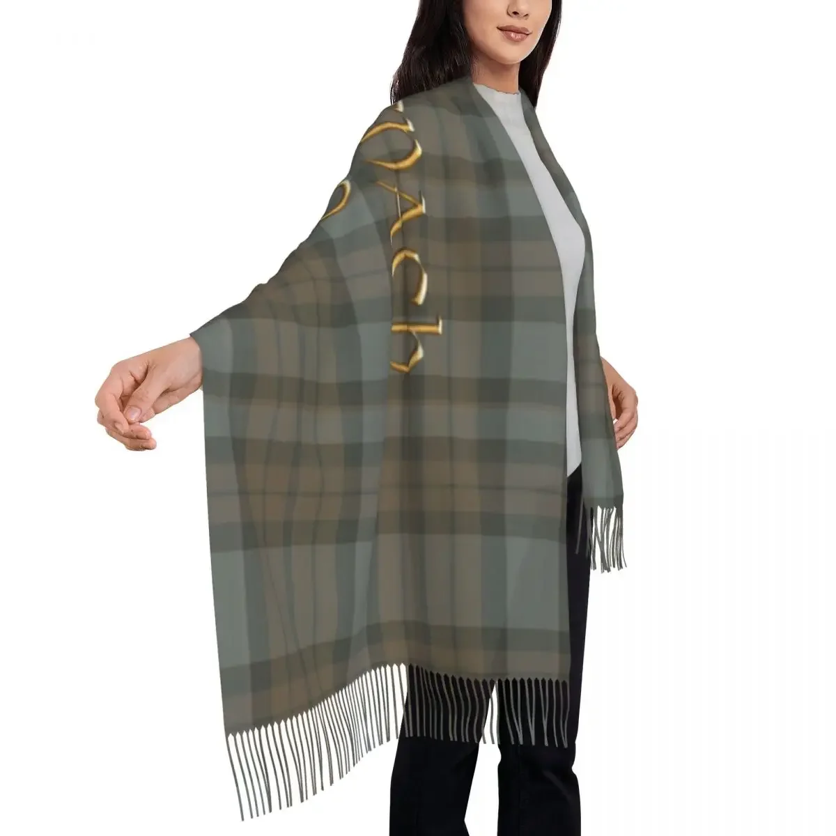 Stampa personalizzata Tartan Sassenach stampa sciarpa donna uomo inverno autunno sciarpe calde Outlander Sassenach simbolo scialli avvolge