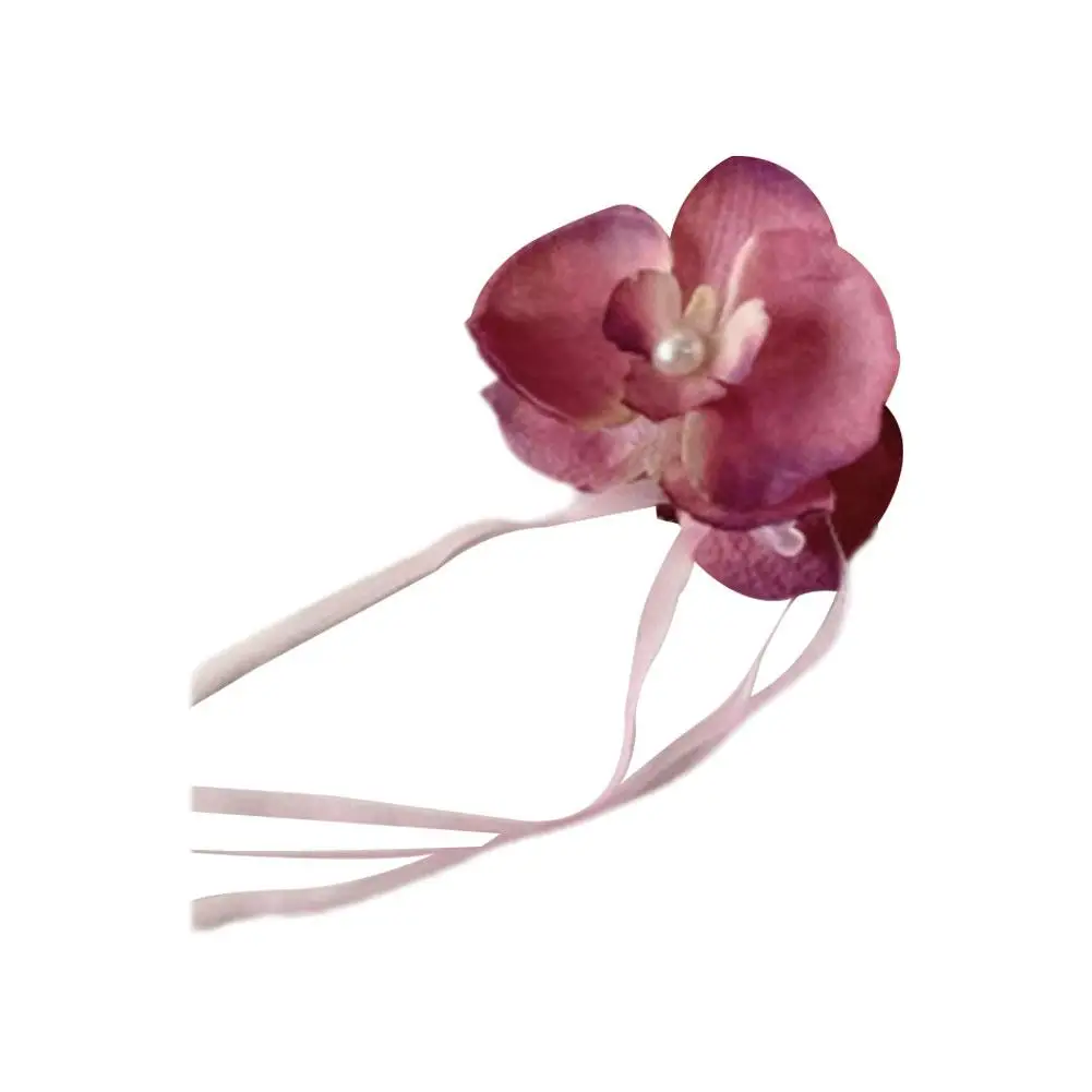 Orchid Flower Claw Clip para Meninas, na moda Vintage Fita Hairpins, presilhas Clip, Tassel Headwear, Ponyt Acessórios, N5h7